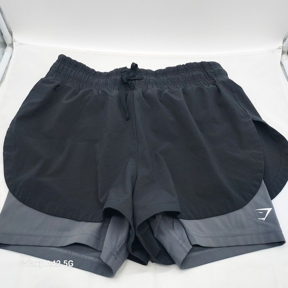 Gymshark Womens 2-in-1 Training Shorts Black Grey B4A8Z Size‎ Medium